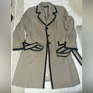 Kasper Tan Trench Coat with Black Accents